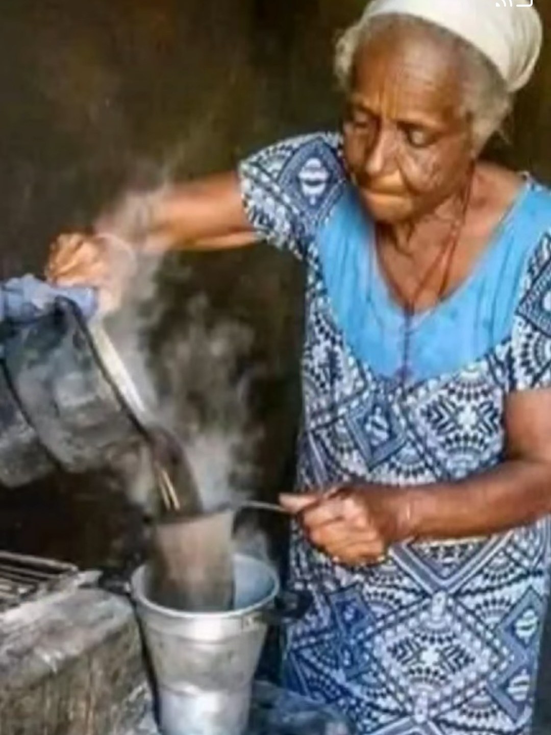 Traditional home coffee brewing scene